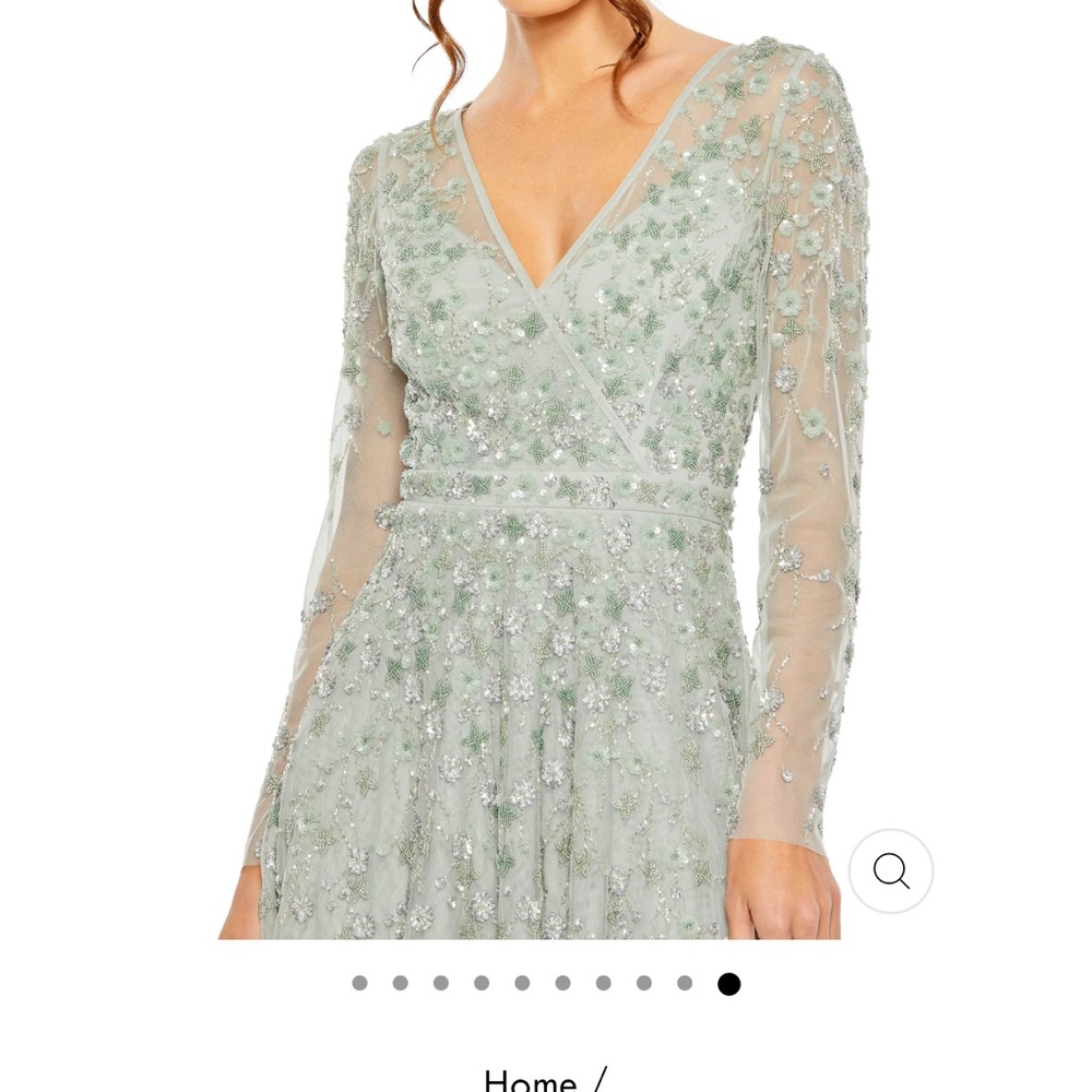 Gorgeous MacDuggal mesh sleeve gown in a beautiful spring sage green.  NWT